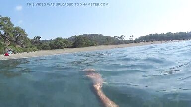 nylondelux nude pantyhose in the sea - 9 image