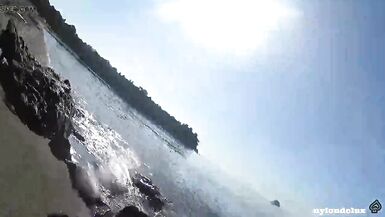 nylondelux in white pantyhose on the public beach - 13 image