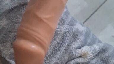 Dildo play at home waiting for the real large dick to ride him as soon - 1 image