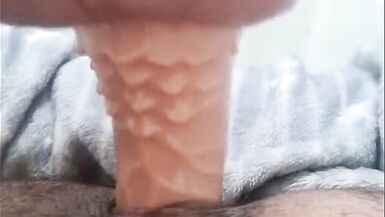 Dildo play at home waiting for the real large dick to ride him as soon - 2 image