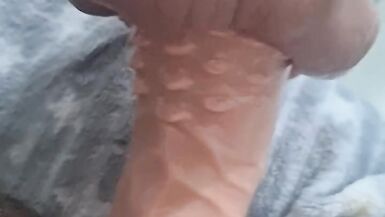 Dildo play at home waiting for the real large dick to ride him as soon - 9 image