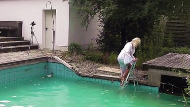 Sheer Wet Fuckable - randy shemale in wet vintage lingerie - 15 image