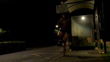 Audrey tgirl: real public hooker in a chastity cage - 1 image