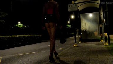 Audrey tgirl: real public hooker in a chastity cage - 7 image