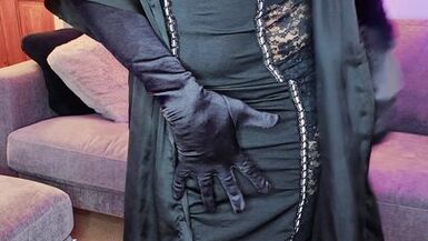 Teasing in black lingerie - 1 image