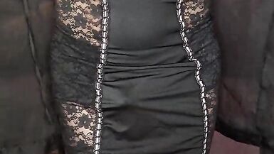 Teasing in black lingerie - 4 image