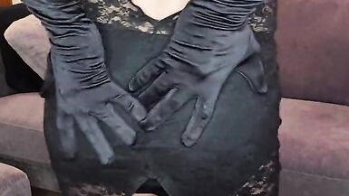 Teasing in black lingerie - 8 image