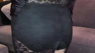 Teasing in black lingerie - 9 image