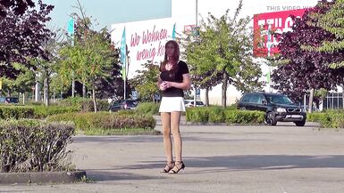 TGIRL wears very short Skirt in Public - Transgender