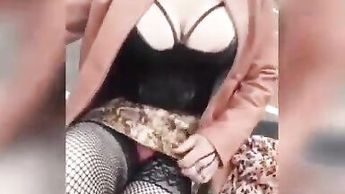 busty sissy walks around town - 14 image