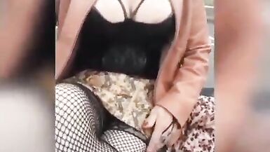 busty sissy walks around town - 15 image