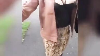 busty sissy walks around town - 4 image