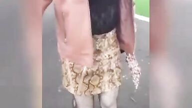 busty sissy walks around town - 5 image