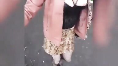 busty sissy walks around town - 6 image