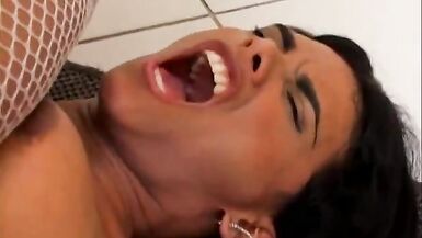 Tranny whore gets showed up by cock