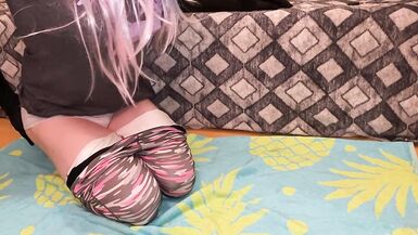 Small femboy stretches her butt after workout - 6 image