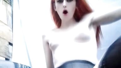 Redhead shemale Huge cum in chastity - 13 image