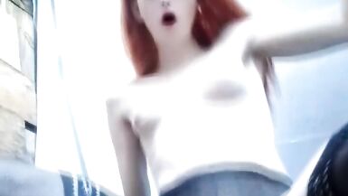 Redhead shemale Huge cum in chastity - 14 image