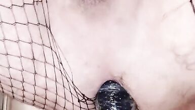 White Dirty Sissy Slut Fuck by Huge BBC Dildo penetrated while Locked in Chastity - 6 image