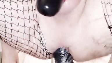 White Dirty Sissy Slut Fuck by Huge BBC Dildo penetrated while Locked in Chastity