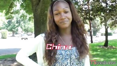 Black tranny in white lingerie - 2 image