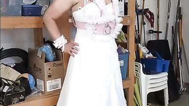 Sissy Pony Bride rides her dildo stand - 6 image