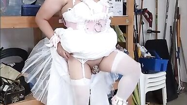 Sissy Pony Bride rides her dildo stand - 7 image