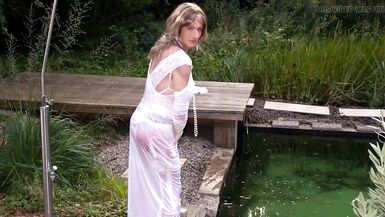 Morning Bathing In Negligee & Nylon Stockings