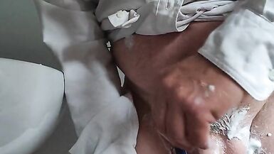 Shaving my small cock and balls so smooth!! - 8 image
