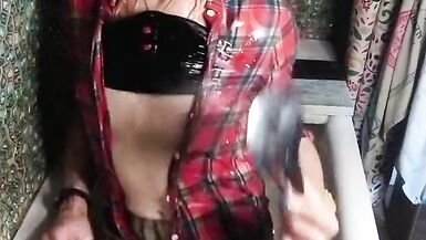 Wetlook in bath in skirt, top and stockings... Wetting clothes - 14 image