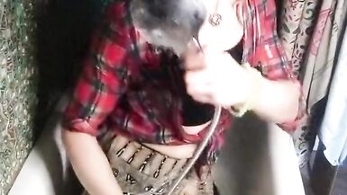 Wetlook in bath in skirt, top and stockings... Wetting clothes - 3 image