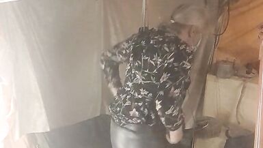 Hanging out in a summer dress and tight rubber skirt