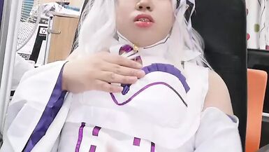 handjobs by asian cosplay Emilia crossdresser 016 - 1 image