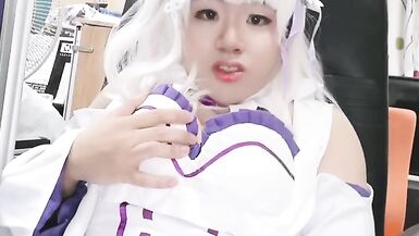 handjobs by asian cosplay Emilia crossdresser 016