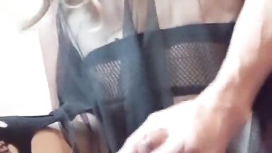 Sissy Aisha jumps on a dildo and jerks off cock with cum - 12 image