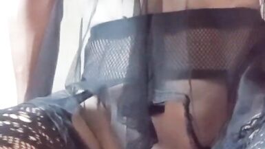 Sissy Aisha jumps on a dildo and jerks off cock with cum - 5 image