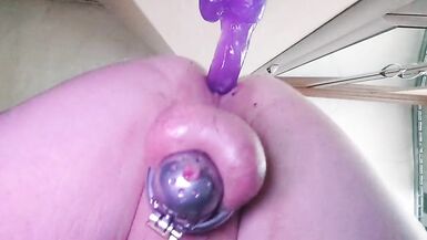 Caged little sissy cum - 2 image