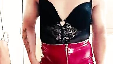 FetishEmmanuella 11 - Red Vinyl Skirt - Cyprus