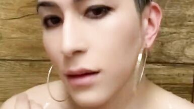 Beautiful femboy showers in heels and cums on his sexy feet - 15 image