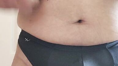 Shooting milky load in black panties - 3 image