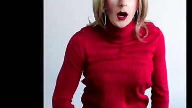 Amazing cum shot featuring Alexandra Braces in a red dress, pantyhose and Converse - 9 image