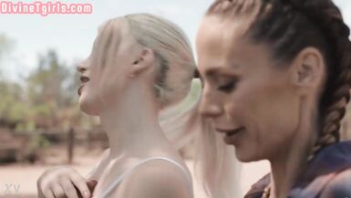 Transgender beauty fucks MILF female in wet pussy hole