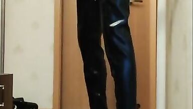 walking in boots and wanking cock to cumshot large amount of sperm - 2 image