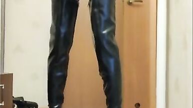 walking in boots and wanking cock to cumshot large amount of sperm - 3 image