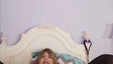 Tiny clit stocking clad sissy, spreading her legs , wanting a real man in her bed - 4 image