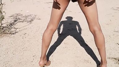 beautiful Trans in a skirt strips naked in public with very hot heels and beautiful legs delicious erect penis - 14 image