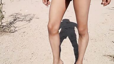 beautiful Trans in a skirt strips naked in public with very hot heels and beautiful legs delicious erect penis - 15 image