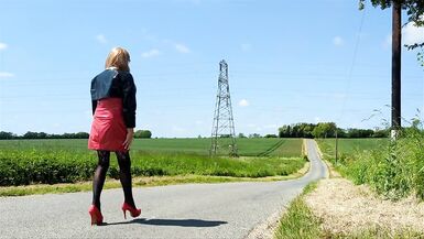 Tranny Slut with cock Pump on Footpath - 11 image