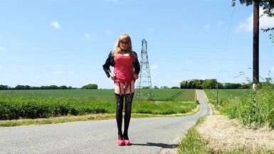 Tranny Slut with cock Pump on Footpath - 12 image