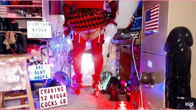 Teasing my BLACK BOY TOY's BB12"NC rock hard for cum in 9" platform stiletto heels. - 2 image